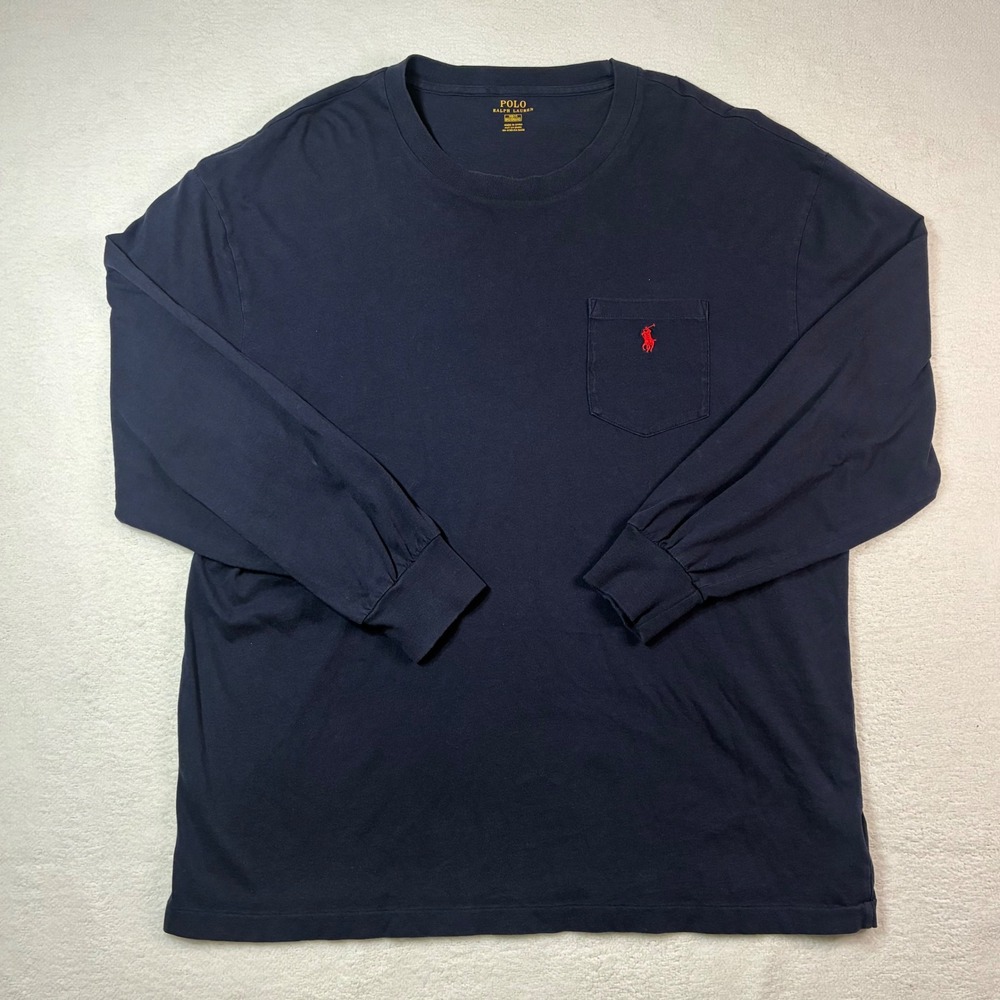 Polo Ralph Lauren Pocket T Shirt Mens‎ 1XB Navy Blue Embroidered Pony Big Tall